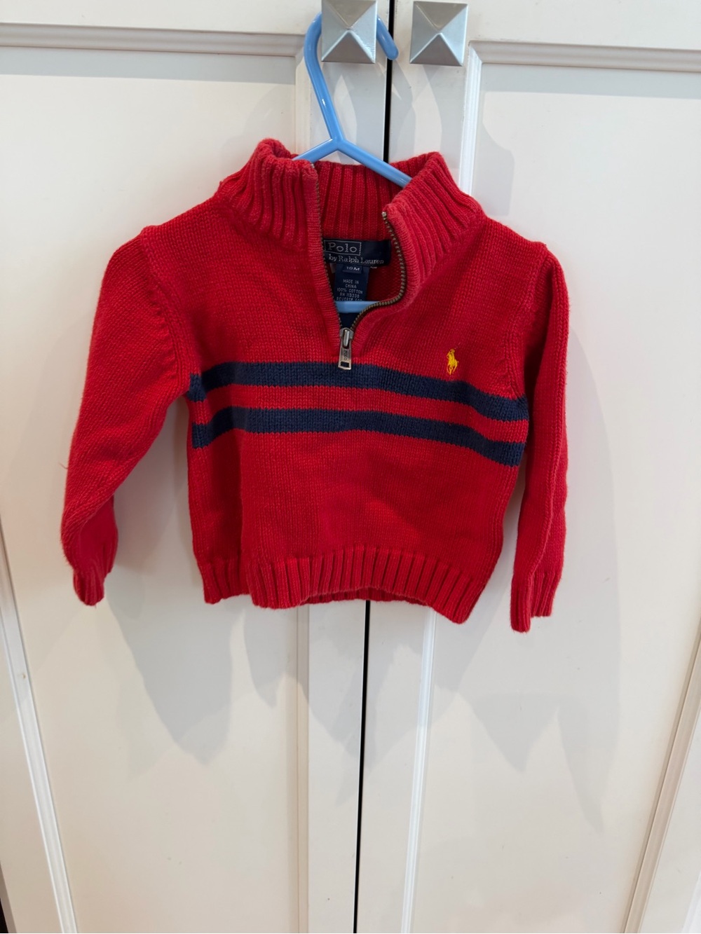 Polo by Ralph Lauren 18m Red Half-Zip Knit Sweater for Kids